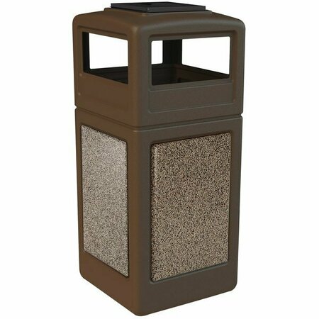 COMMERCIAL ZONE CZ 72055599 StoneTec 42 Gal Brown Waste Receptacle, Riverstone Panels, Ashtray Dome Lid 27872055599